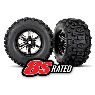Traxxas X-Maxx/XRT Sledgehammer Tires & Black Chrome Wheels (7774A)