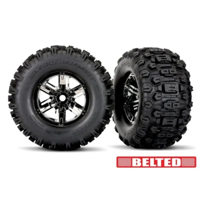 Traxxas X-Maxx/XRT Belted Sledgehammer Tires w/ Black Chrome Wheels (7871X)