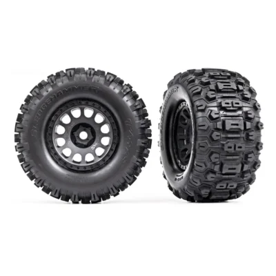 Traxxas XRT Sledgehammer Tires & Race Black Wheels (Assembled, Glued) (7876)