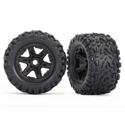 Traxxas Tires & Wheels (Talon Tires, Black Wheels) 17mm Splined TSM Rated (8672)