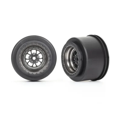 Traxxas Drag Slash Weld Rear Drag Wheels Satin Black Chrome (2) (9473A)