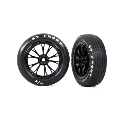 Traxxas Drag Slash Front Tires & Weld Gloss Black Wheels (9474)