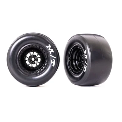 Traxxas Drag Slash Rear Tires w/ Weld Gloss Black Wheels (Sticky) (2) (9476)