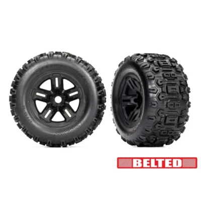 Traxxas Sledge Belted Sledgehammer Tires w/ 3.8" Black Wheels (9573)