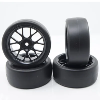 Yeah Racing Spec D CS Wheel Offset +3 Black w/Tire 4pcs For 1/10 Drift (WL-0100)