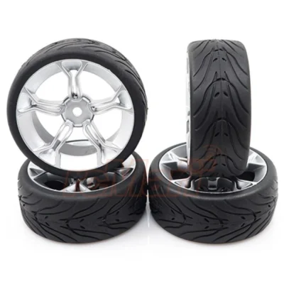 Yeah Racing Spec T MS Wheel Offset 3 Silver w/Tire 4pcs For 1/10 Touring WL-0104