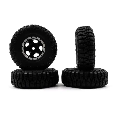 Yeah Racing Aluminum CNC 5 Spoke Beadlock Wheel Set for Axial SCX24 Element Enduro24 (WL-0165BK)