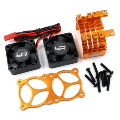 Aluminum 540 550 Motor Heat Sink w/ Twin Tornado High Speed Fan Orange YA-0643OR